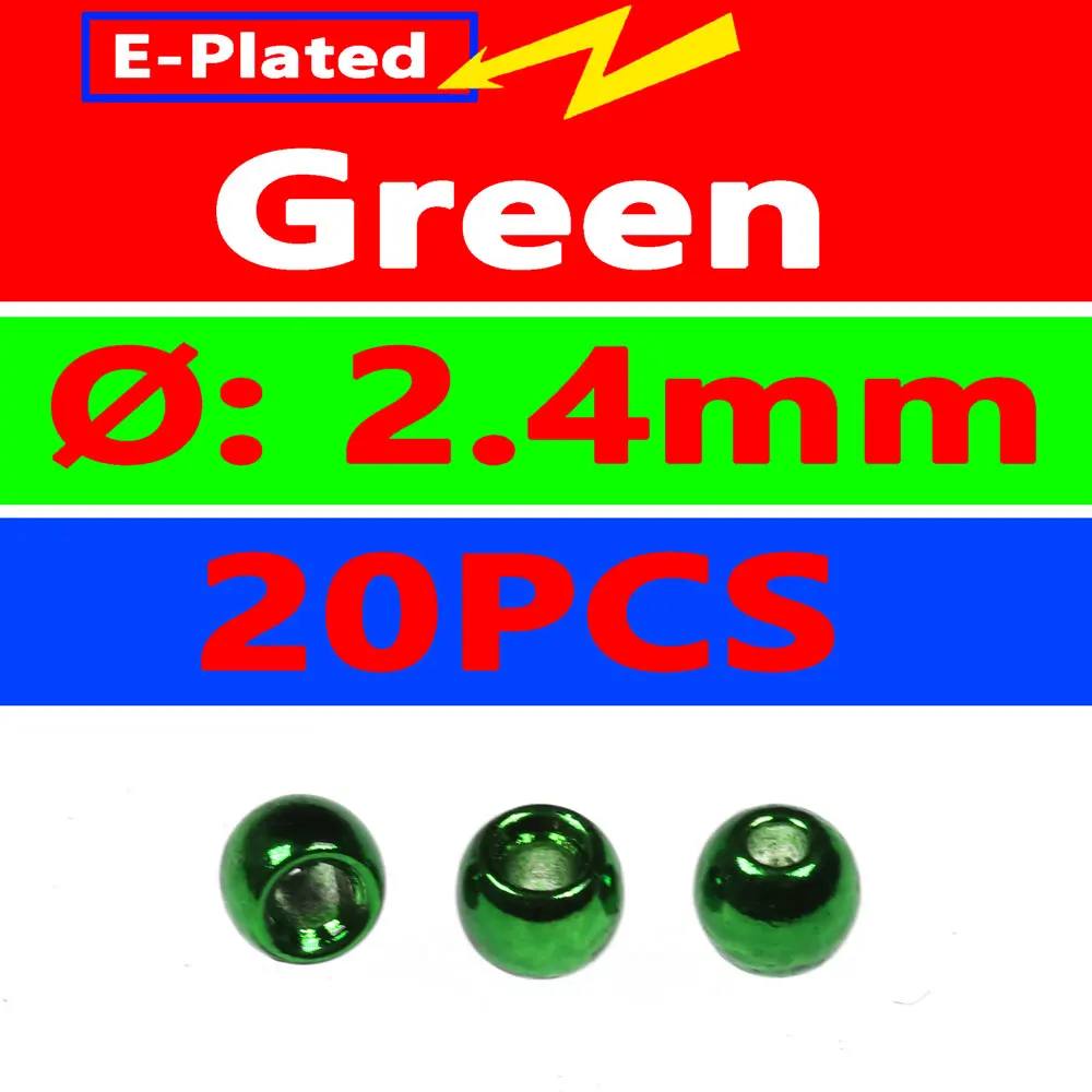 Green Bimoo 20 шт./пакет 3/32 2,4 мм мушек латунные бусины роспись мушек Brassie бусины Медь beadhead розовый оранжевый цвет радуги зеленый - Цвет: Green