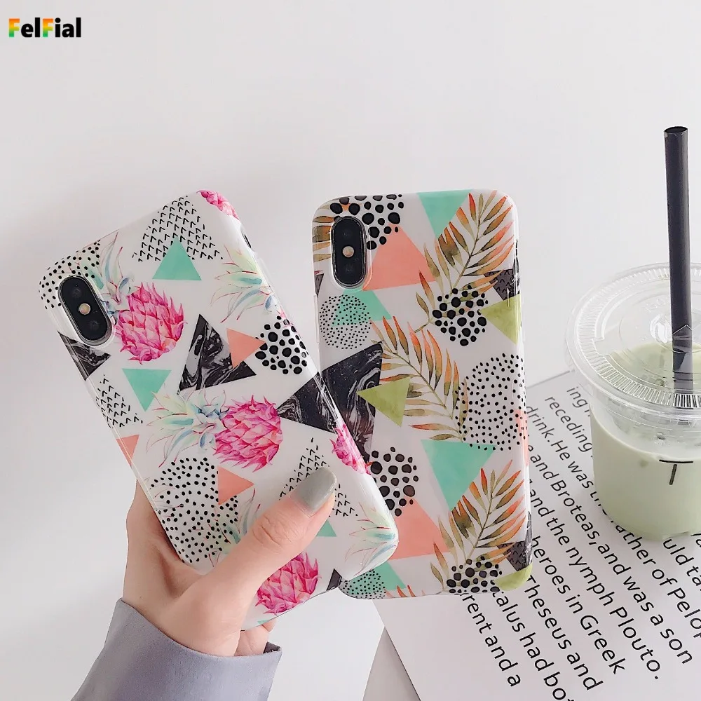 Чехлы для iPhone X XS XR Max 6 S 7 8 Plus модная мягкая задняя крышка IMD с фруктовым Кленовым