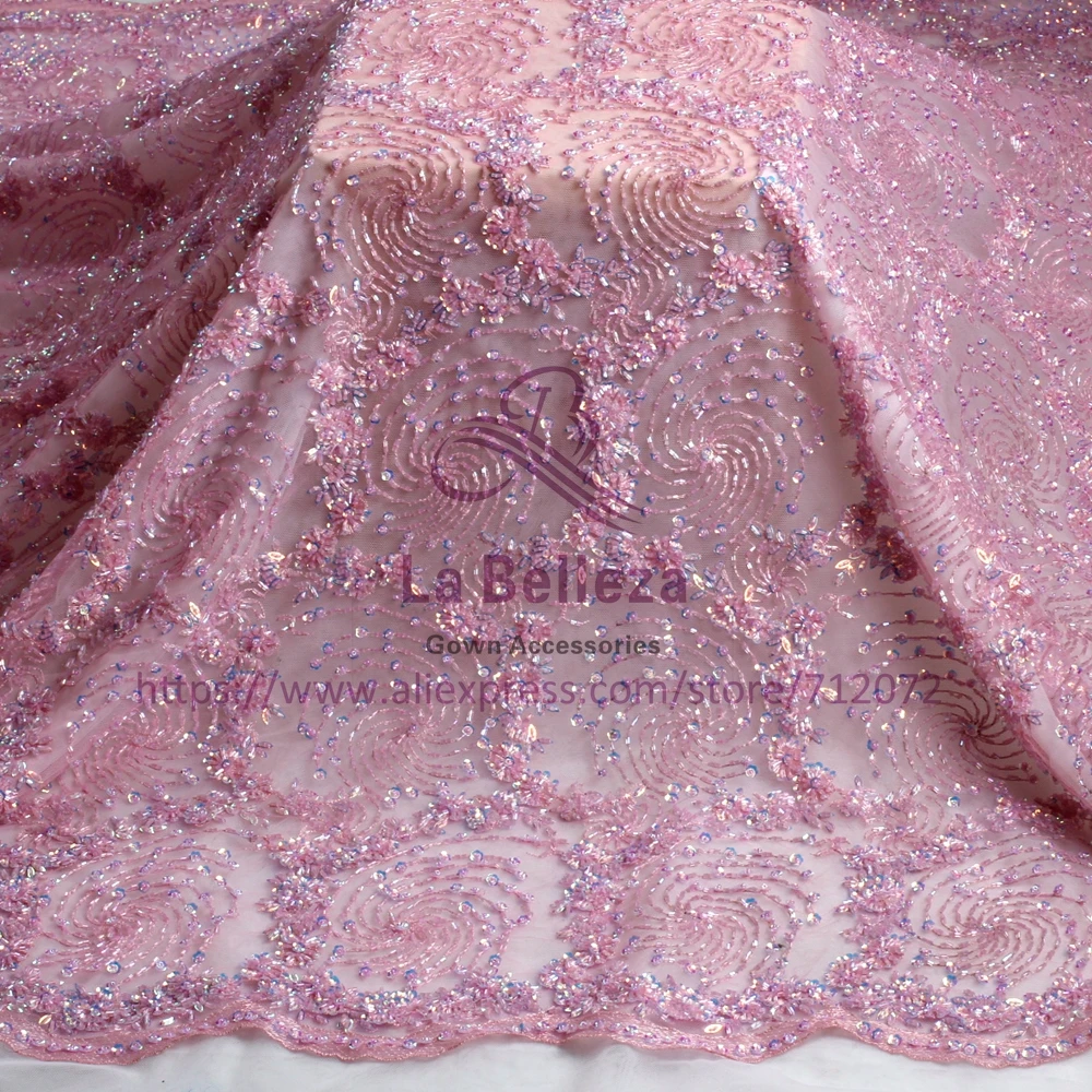 La Belleza/Новинка 1 ярд Очень тяжелое розовое вечернее платье ручной работы с бисером