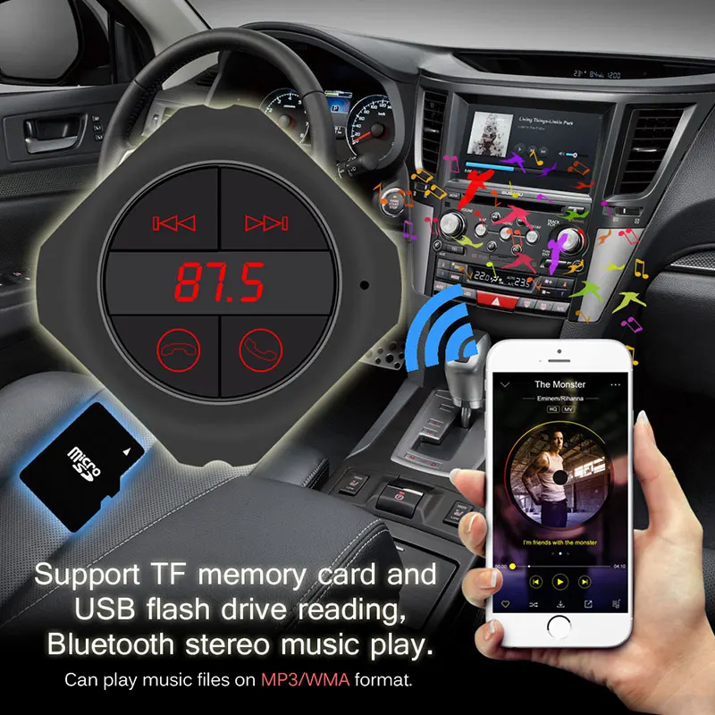 6 в 1 автомобильный беспроводной fm-передатчик двойной USB Bluetooth комплект MP3 плеер