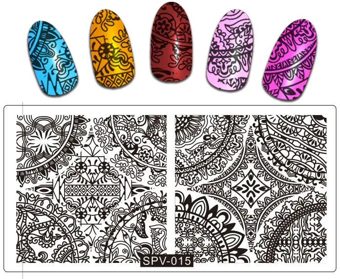 

Nail Stamping Plates Rectangle Stainless Steel Nail Plates 6*12cm Nail Art Image Lace linPrint Stamping Manicure 2017 Hot SPV-15