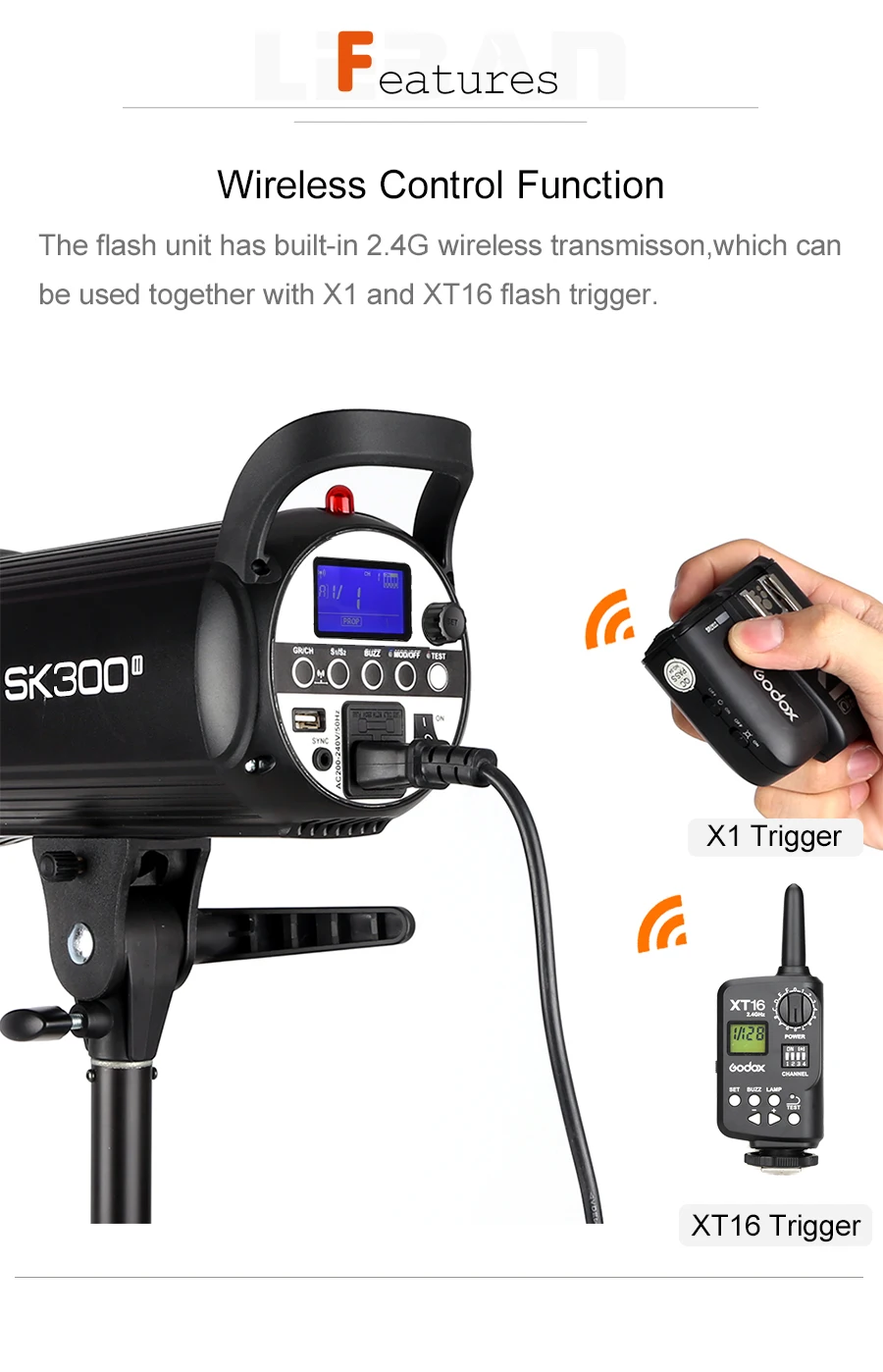 Godox SK300II Встроенная беспроводная X СИСТЕМА Godox 2,4G профессиональная вспышка для фотосъемки предлагает креативную съемку