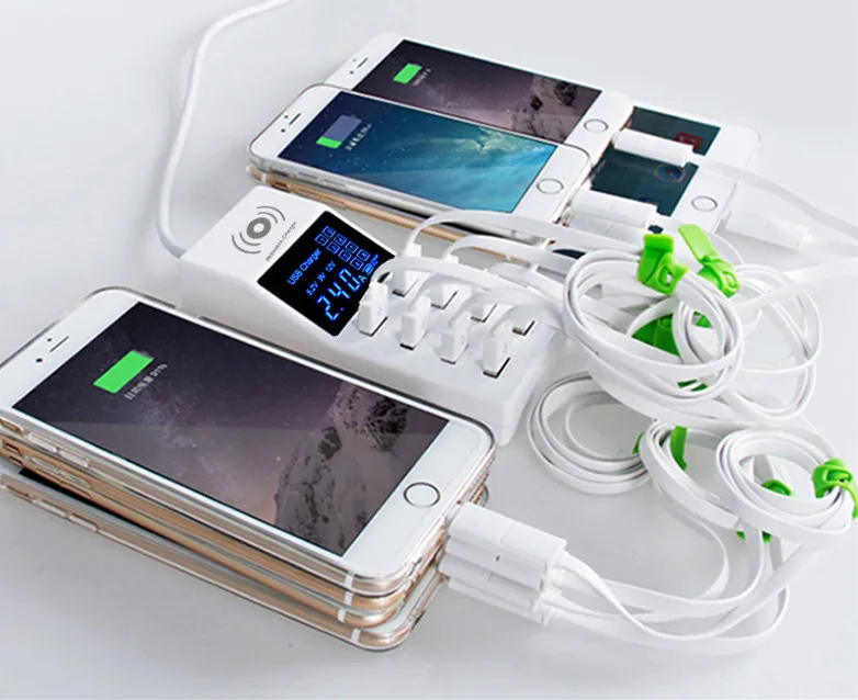 Умное зарядное устройство с 8 USB портами и светодиодным дисплеем 3 0|Зарядные