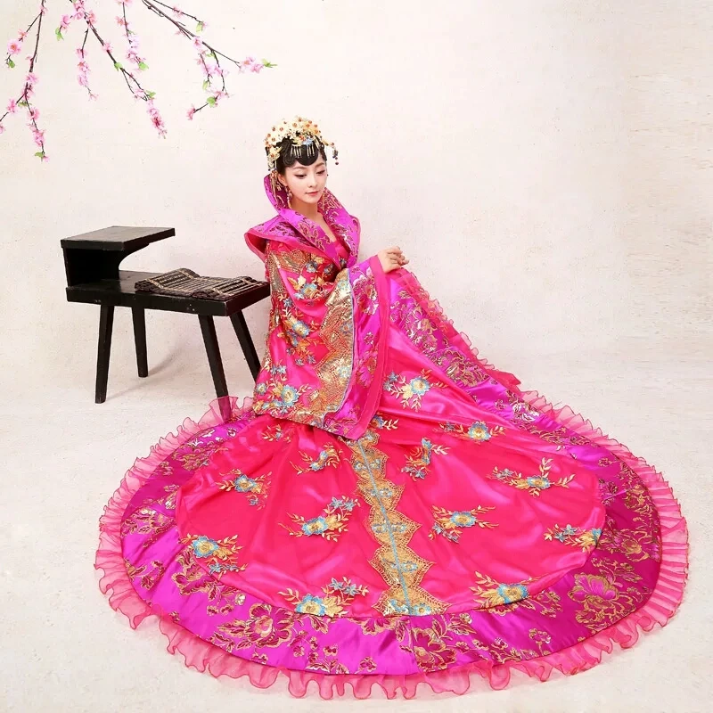 

High Quality Designer Chinese ancient Tang dynasty queen Tailing Costume Guzheng Show Clothing Women Hanfu Chinese Photography