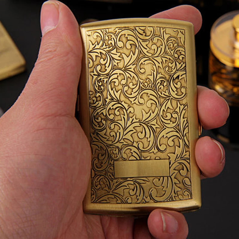 Высокое качество Медь портсигар коробка цветочный узор металлический держатель