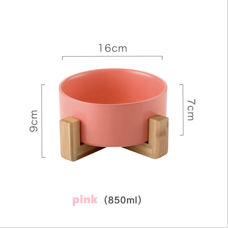 pink Hoopet керамическая бамбуковая полка миска для кошки собака поливная чаша кошка котенок питьевая вода блюдо для еды ПЭТ Чаша товары Керамическая Чаша для домашних животных - Цвет: pink