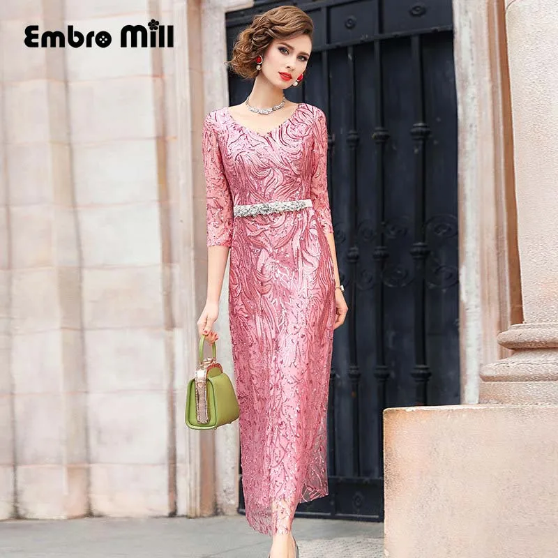 Новый летний Стиль Знаменитостей v образным вырезом кружева вышивка блесток