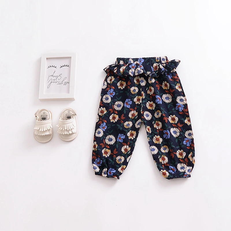 Children's trousers 2018 Summer toddler girls clothing 3 colors baby pants with ruffles soft cotton leggings | Детская одежда и