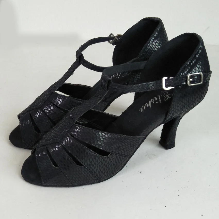 Елисей танцевальная Shoe7.5cm раструбами каблук Для женщин черного цвета с открытым
