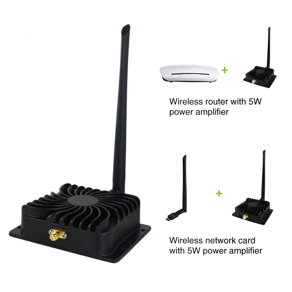 С антенной усилитель мощности wifi широкополосный 5 Вт малошумный алюминиевый усилитель сигнала высокой мощности повторитель прочный для беспроводного маршрутизатора