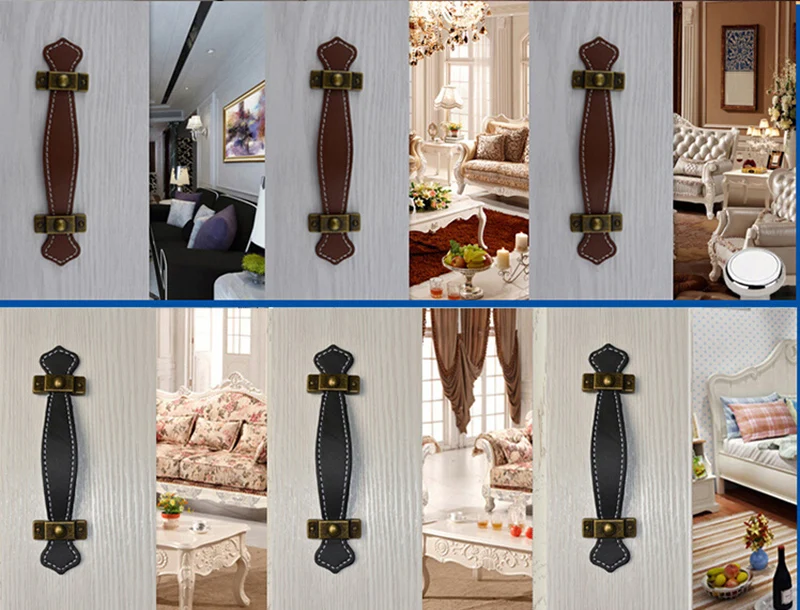 96 мм 128 коричневая/черная кожаная Мебельная ручка/кожаная ручка в современном