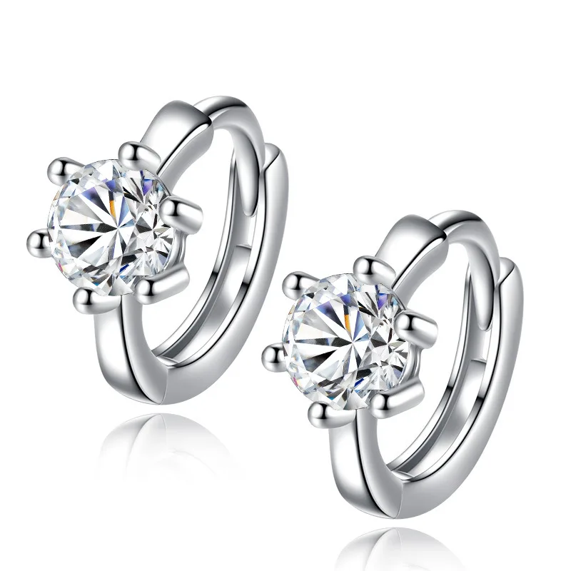 

100% 925 sterling silver fashion six claw shiny crystal drop earrings for women jewelry birthday gift drop shipping Anti allergy