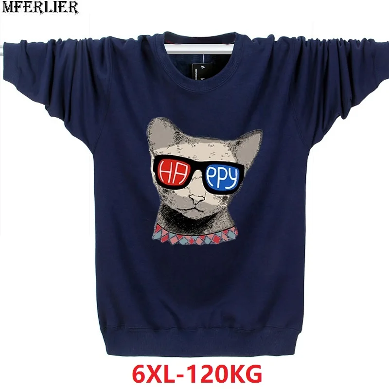 Мужские толстовки с капюшоном теплые флисовые кофты 5XL 6XL пальто забавный кот