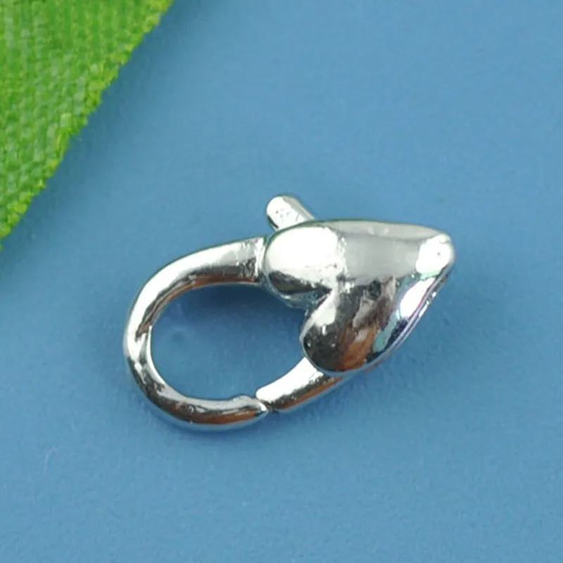 

30Pcs Silver Tone Heart Shape Lobster Clasps Fermoir Jewelry Making 12x7mm