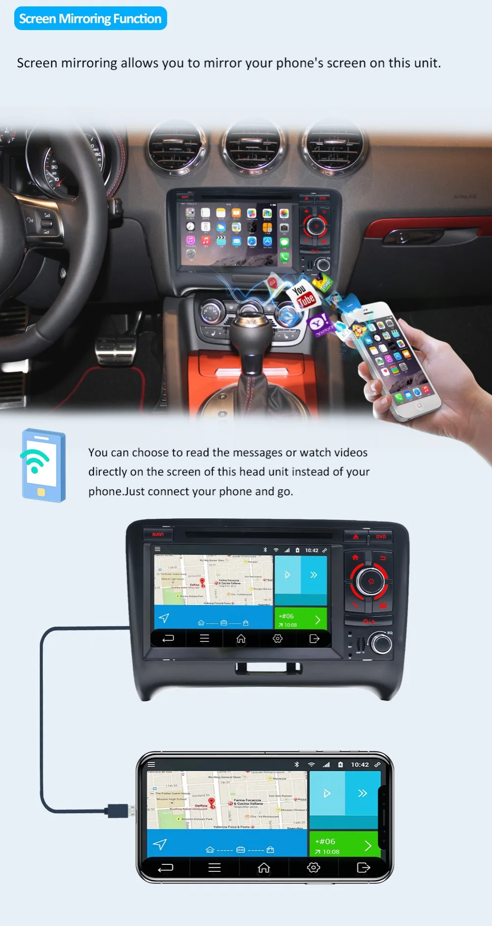 Восьмиядерный " 1024*600 2Din Android 9,0 радио gps для Audi TT MK2 8J 2006 2007 2008 2009 2010 2011 2012 автомобильный dvd-плеер gps радио