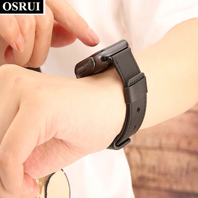 Ремешок для часов apple watch 42 мм 38 44 40 кожаный ремешок iwatch correa серии 4/3/2/1 aple