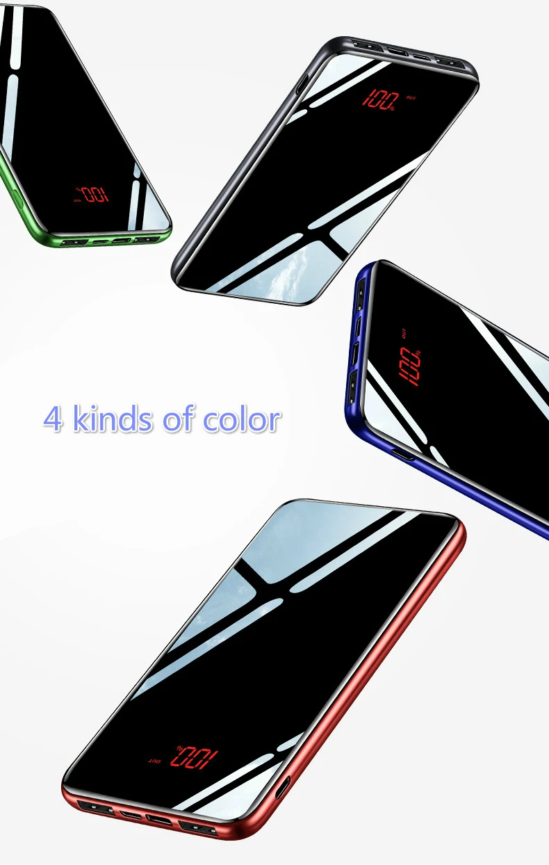 Power Bank 30000 зеркало портативные модные мобильные телефоны внешняя зарядка ультра тонкий пакет банк питания для iPhone X XS 8 Xiaomi