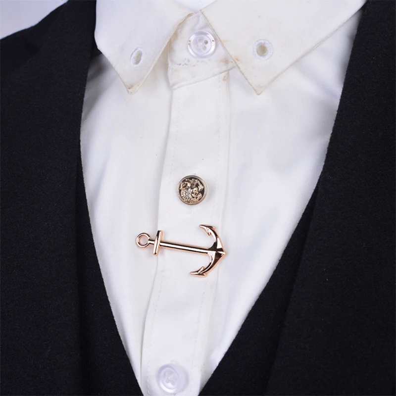 

New fashion brooches Gold Silver Anchor Tie Clips for Men Necktie tie clasp pins Anchor Personality Business brooch Jewelry Gift