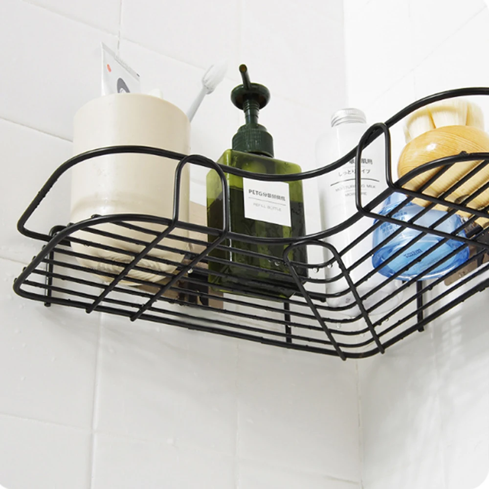 

Modern Minimalist Bathroom PunchFree Corner Rack Iron Storage Rack Tripod Shower Storage Bathroom Supplies Household Accessories
