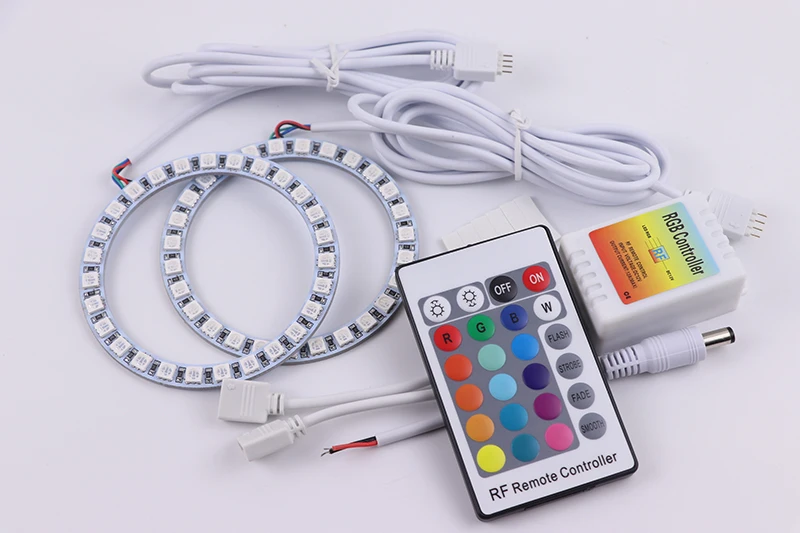 Новейшая фара многоцветная RGB светодиодный ангельские глазки Halo Ring Eye DRL RF пульт дистанционного управления для Chevrolet Niva 2009-2013 Аксессуары