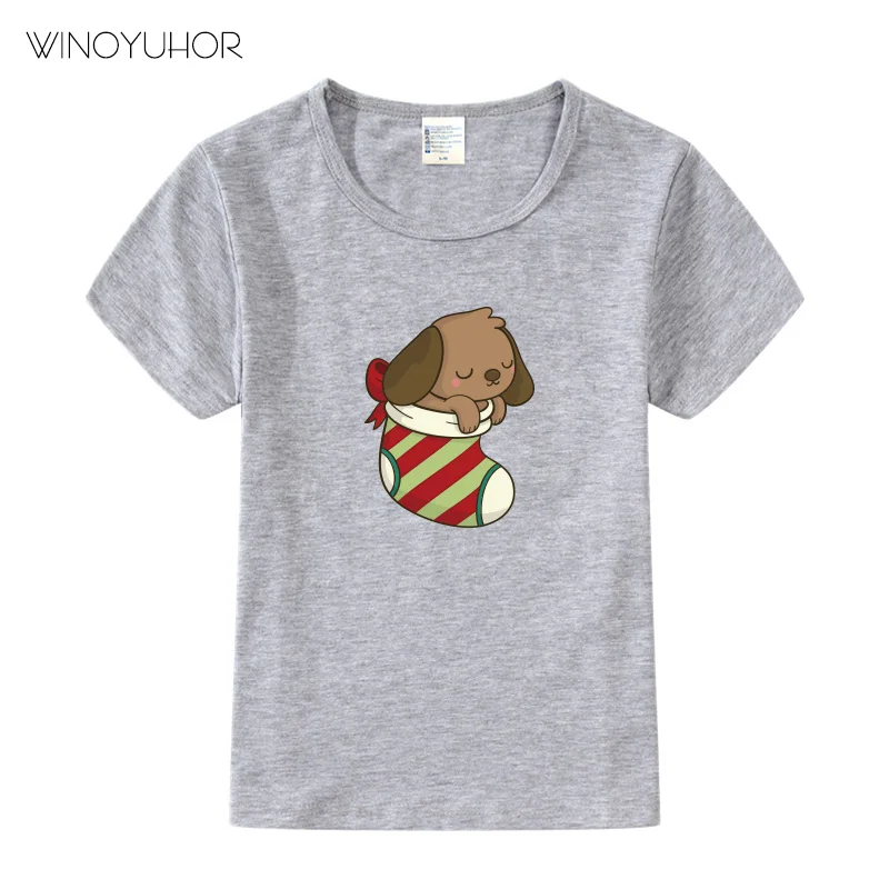 

2020 New Summer Kids Boys T-shirt Christmas Dog Print Tops Children Summer Short Sleeve T-shirt Tee Funny Baby Girls Clothing