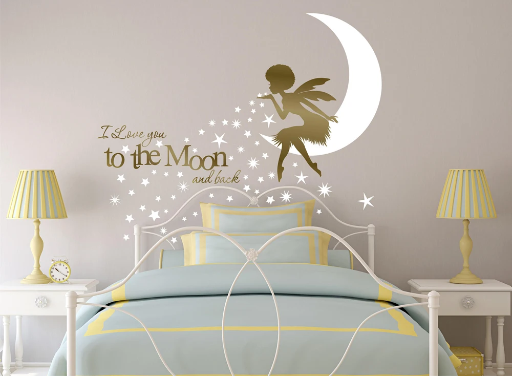 В африканском стиле Фея Наклейка на стену с надписью I Love You To The Moon детская