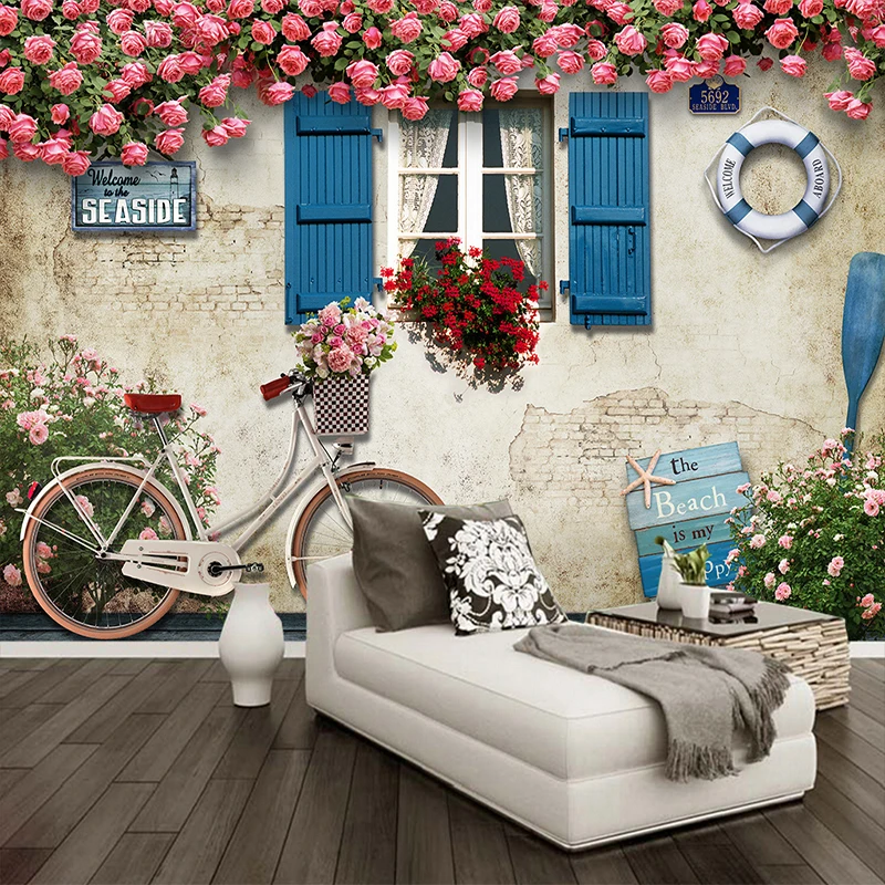 3D обои на окна в средиземноморском стиле тканевая настенная бумага с розами для