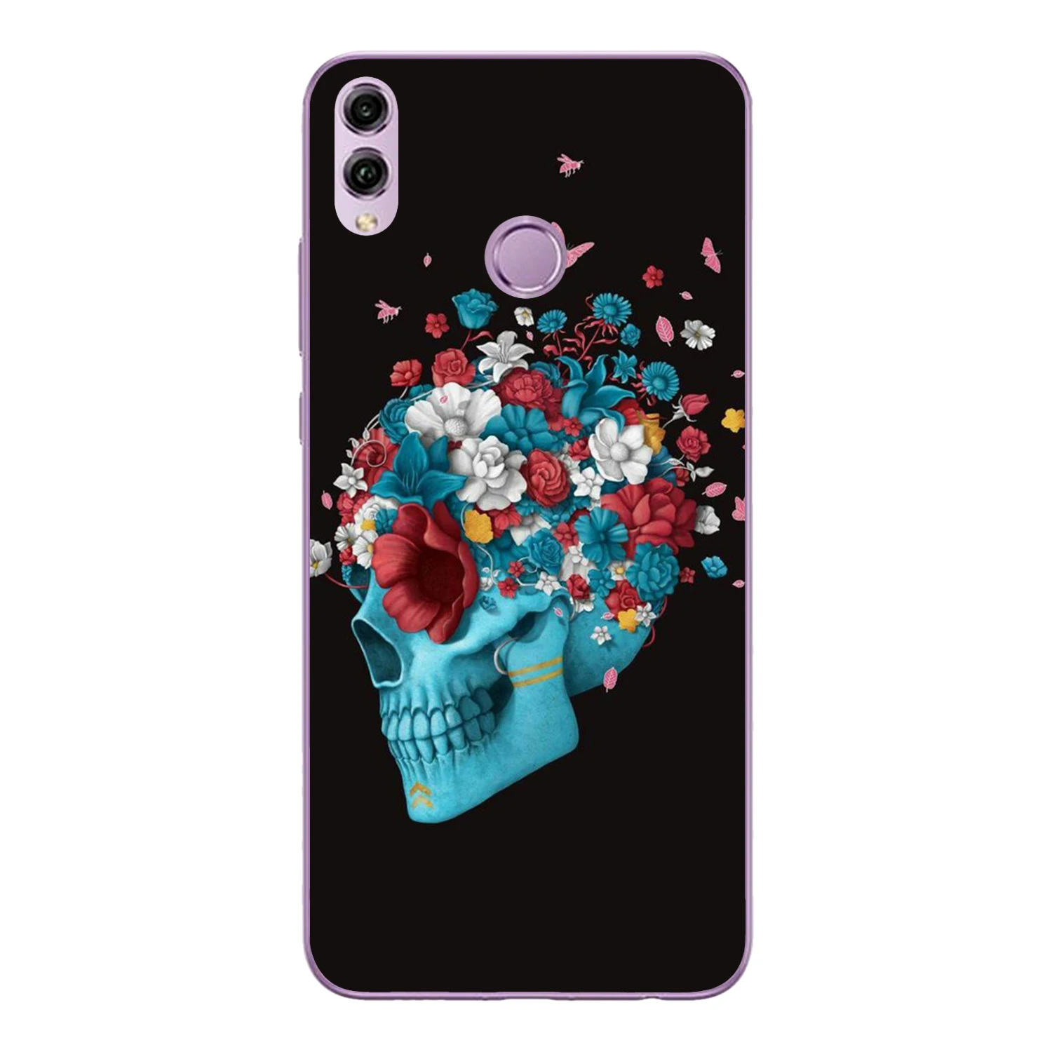 For Huawei Honor 8X Case Cover 6.5&quot Soft TPU Silicone Popular Cool Color Glasses Butterfly Rose Flower Skull Painted Phone |