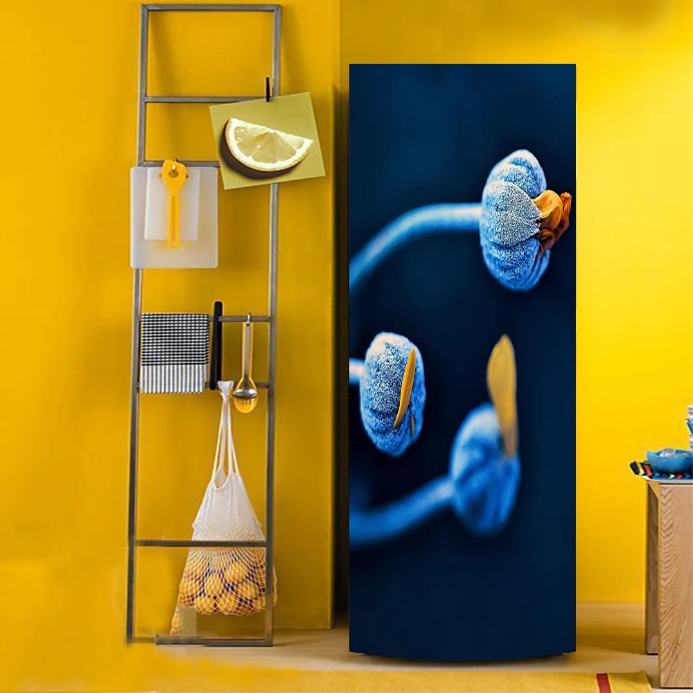 Wholesale Cartoon Blue Flower Bud SelfAdhesive Dishwasher Refrigerator Freeze Sticker Kid's Art Fridge Door Cover Wallpaper | Дом и сад