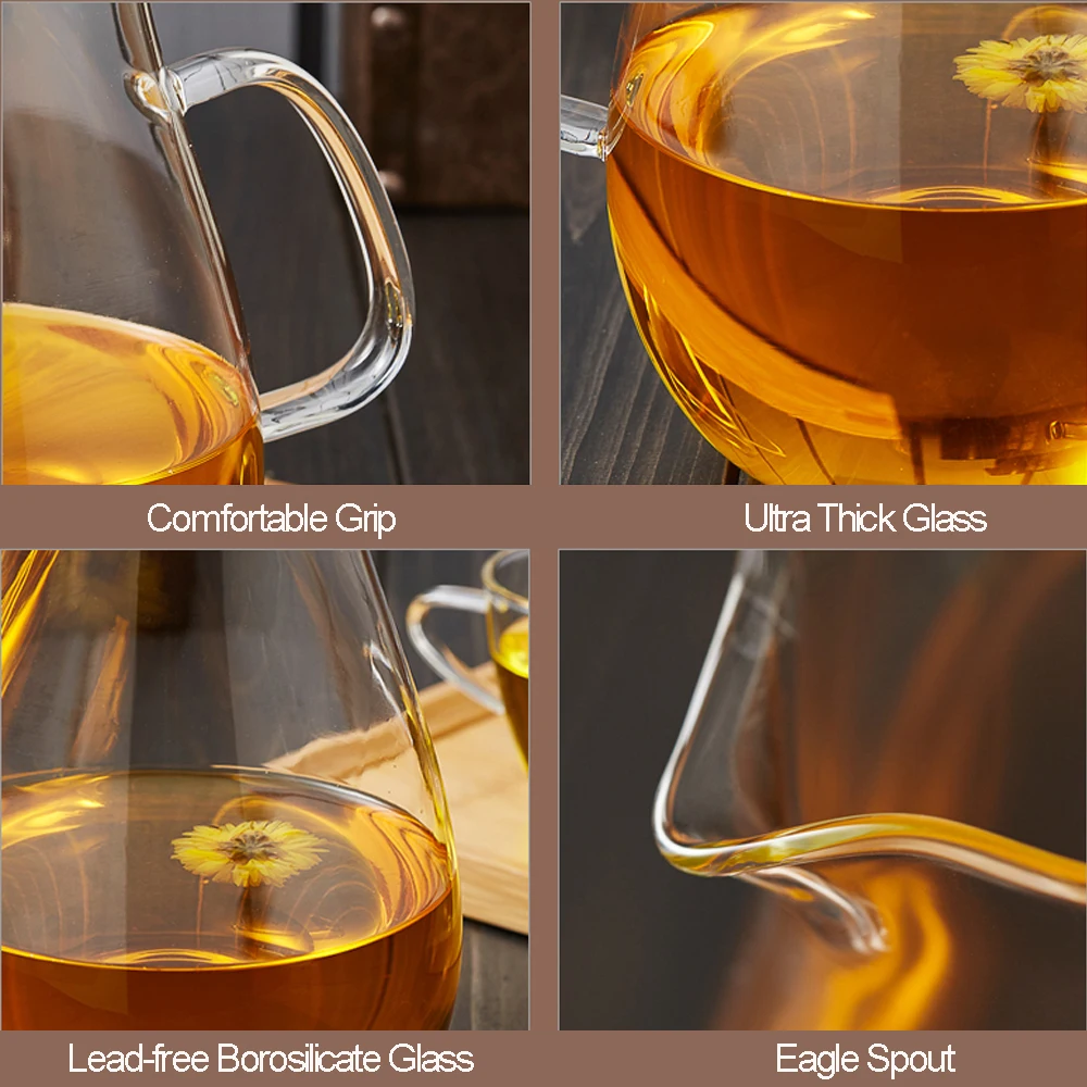 

3/PC 2.0L Iced Tea Jug 2 pcs 350ml Double wall Glass Cup Borosilicate Glass Bottle Modern Design Home Juice Utensil Milk Pitcher