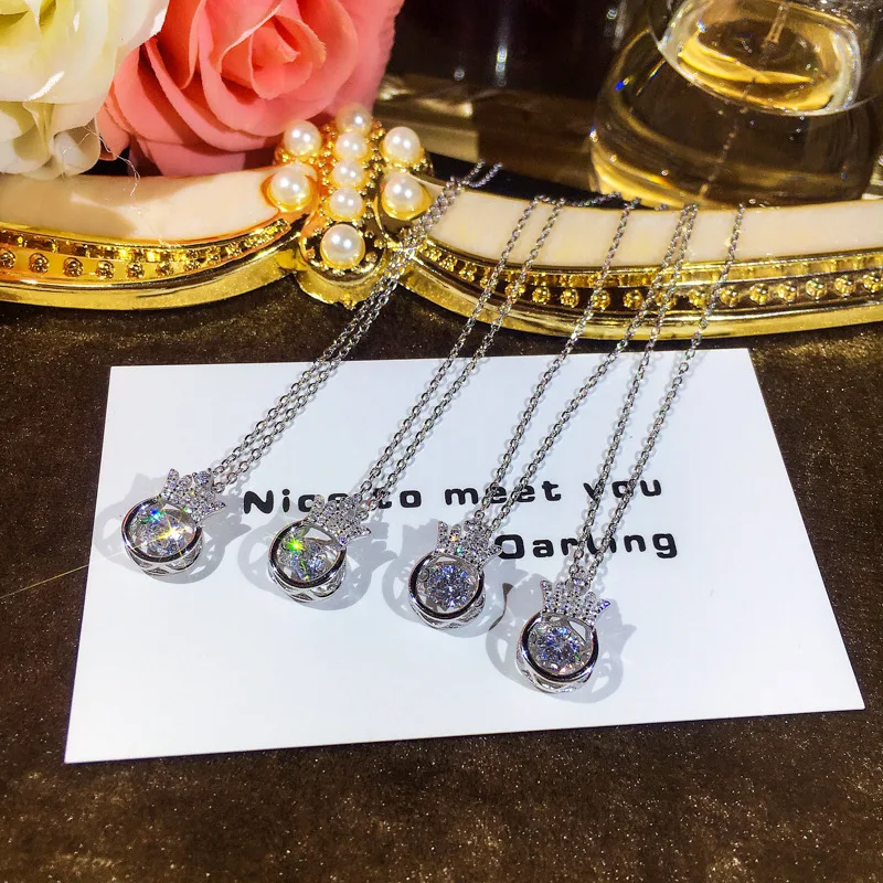 Hot Selling Style Fashion Women Jewelry Set Real 925 Sterling Silver Crown Pendant Elegant Quality Zircon Drop Earrings | Украшения и