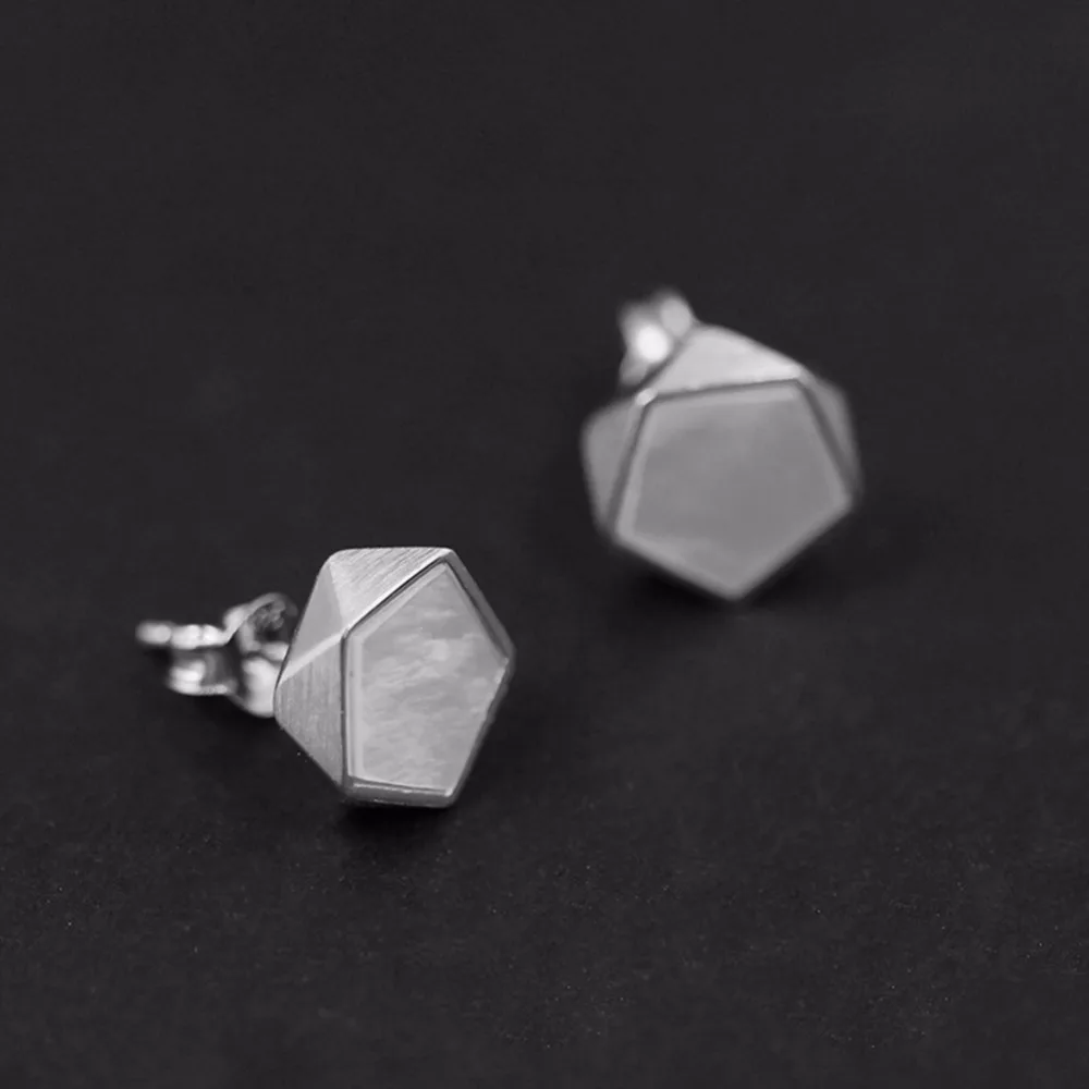 Lotus Fun Moment Real 925 Sterling Silver Creative North European Style Geometric Angles Fashion Jewelry Stud Earrings for Women | Украшения