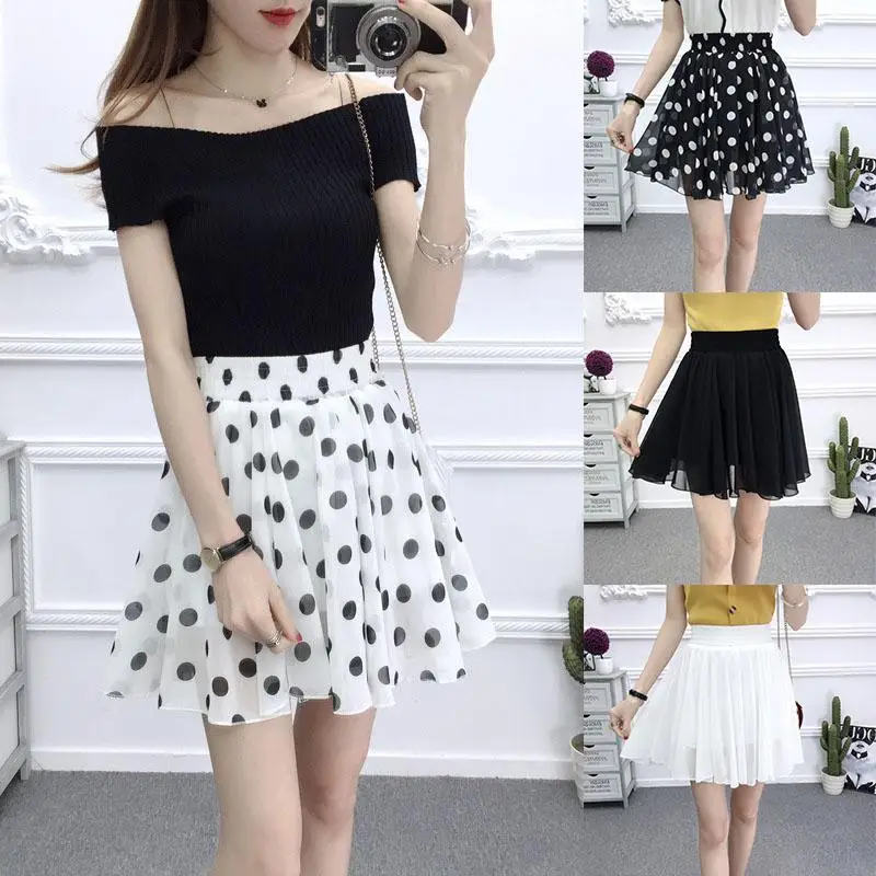 Белая черная шифоновая летняя юбка шорты Женская 2019 модная пачка с высокой