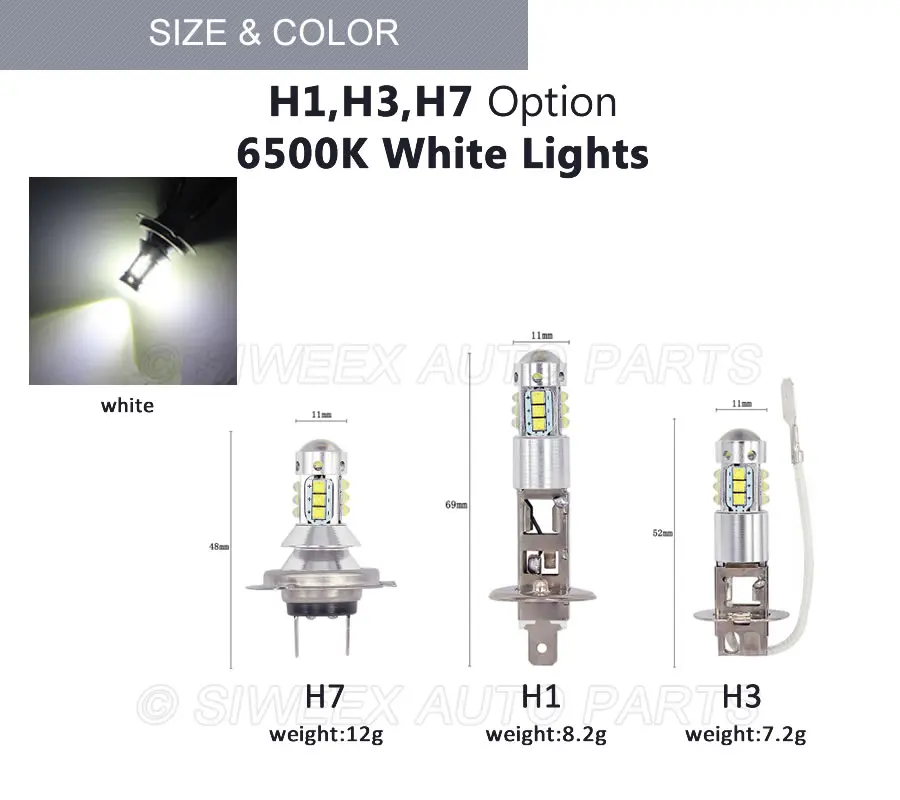 1 шт. Автомобильные светодиодные лампы H1 H3 H7 16 SMD 2525 | Автомобили и мотоциклы