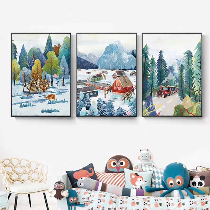 Фантастический Детский рай Картина на холсте Ледяной Мир плакат печать стене