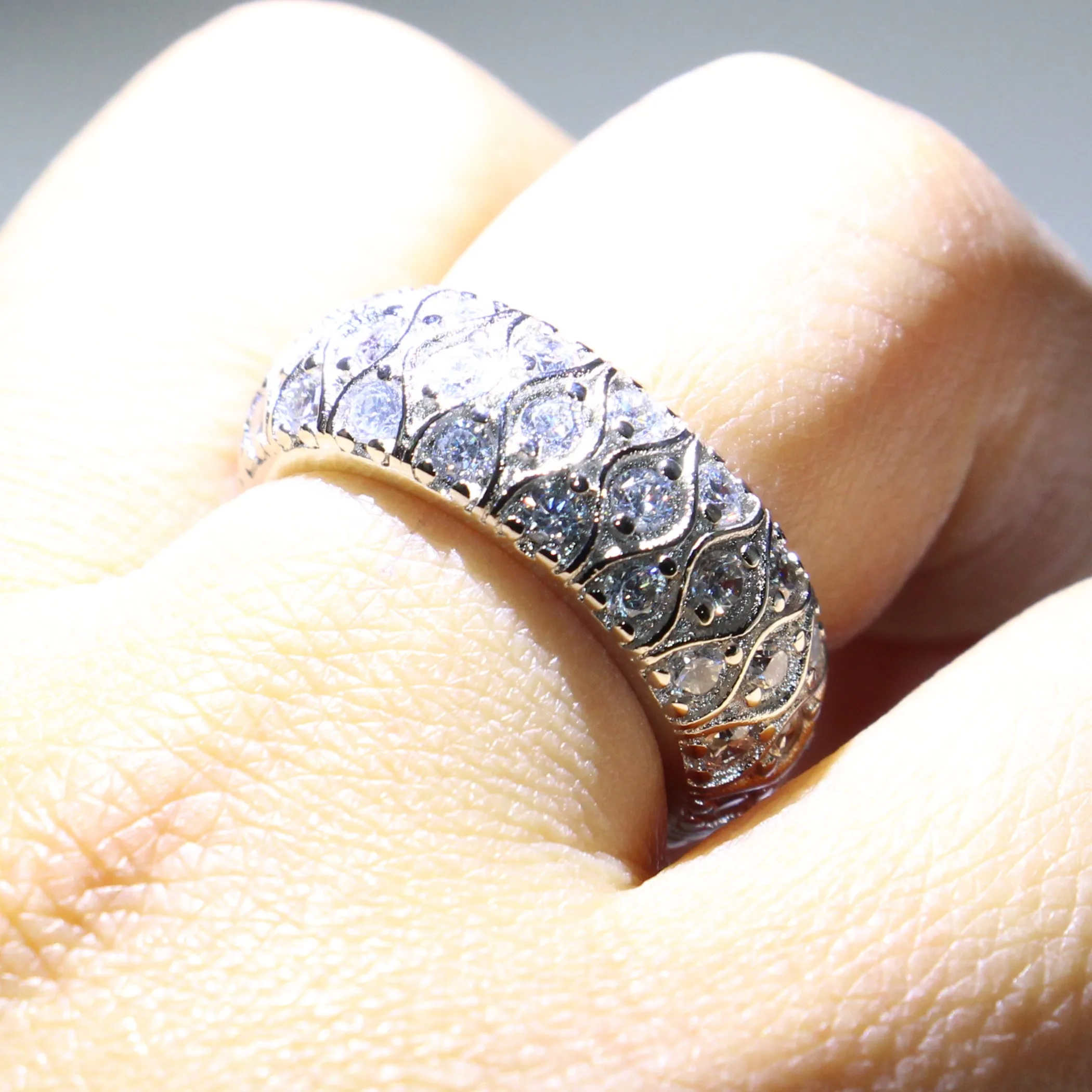 Size 5-10 Vintage Jewelry 925 Sterling Silver Horse Eye 5A White Clear Cubic Zirconia Party Women Wedding Finger Band Ring Gift | Украшения