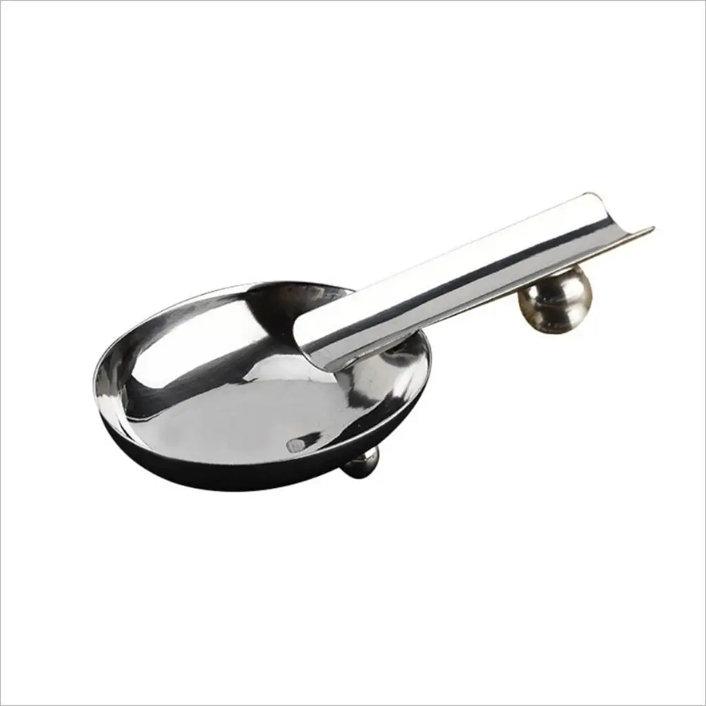 

Cigarette Support Rack Stainless Steel Ashtray Cigar Rest Holder Portable Cigar Stand Tray Desktop Scoop-shaped Container