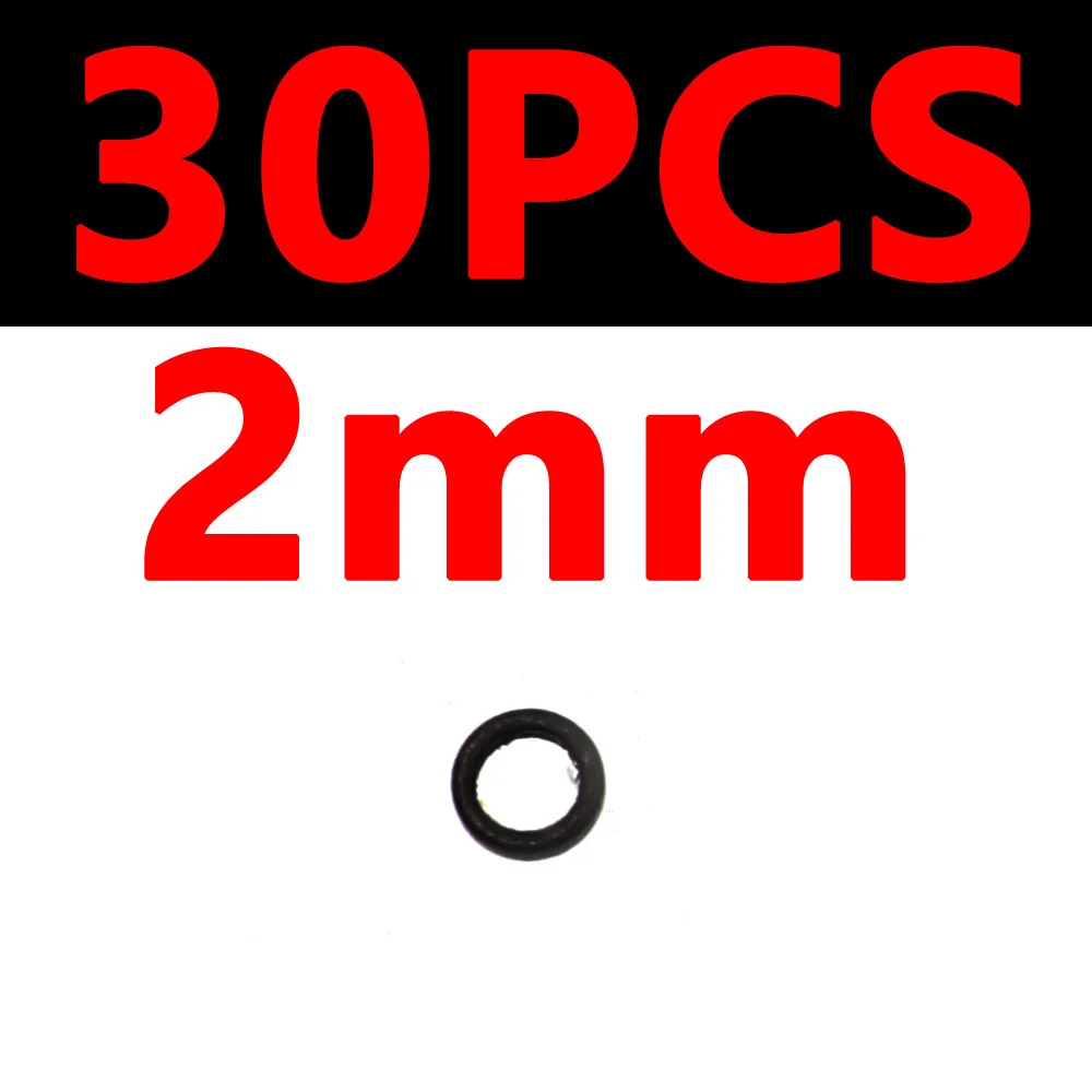 30PCS 2mm 30 шт. 5 размеров Boilie кольца приманки для ловли карпа плоские матовые черные мини-буровые Кольца Combi Rig Pop up Rig кольца для ловли карпа Аксессуары для рыбалки - Цвет: 30PCS 2mm