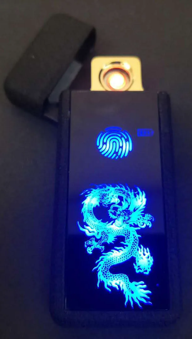 Электронная USB Зажигалка для сигарет для курения Turbo Tugsten полноэкранная перезаряжаемая WilndProof - Цвет: matte black dragon
