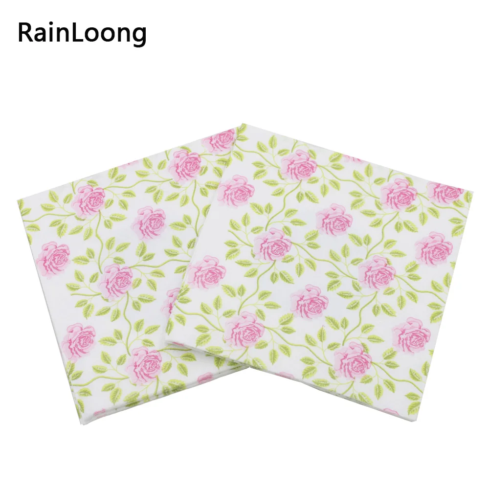 

[RainLoong] Smaller Rose Print Paper Napkin Floral For Party Tissue Printed Napkins Supply 25cm*25cm 5packs (20pcs/pack)