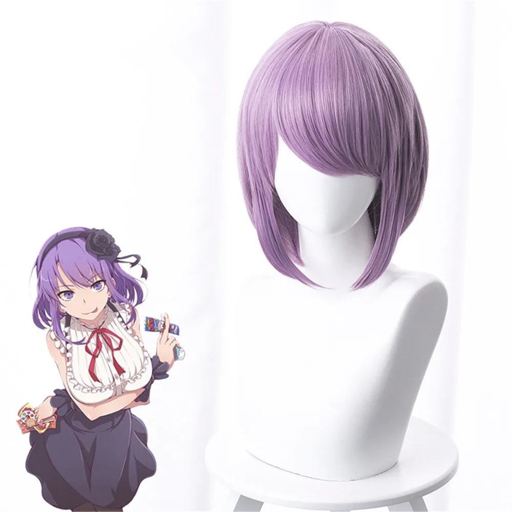 Фиолетовый короткий прямой парик из синтетического волокна с высокой