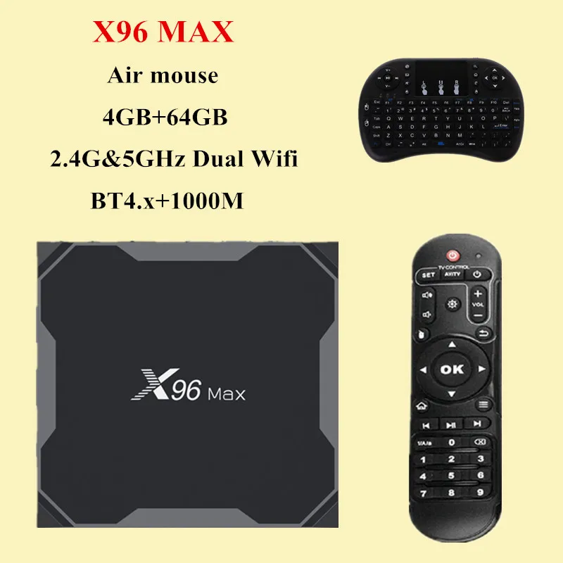 X96 Max Смарт ТВ приставка android 8,1 Amlogic S905X2 4 ядра, 4 Гб 64 Гб 2,4 г& Wi-Fi 5 ГГц Wi-Fi android 8 1 4K set top tv box X96Max мини коробка - Цвет: 4G64GB Air mouse