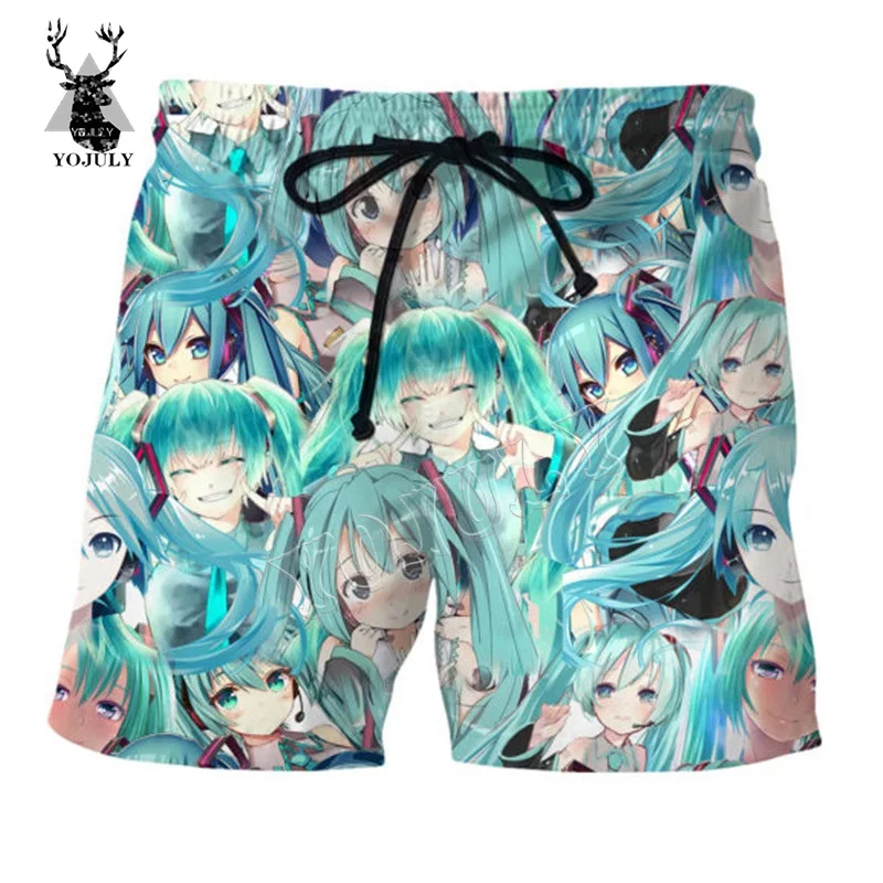 6 YOJULY летние мужские пляжные шорты женские 3D аниме девушка печатных Harajuku модные повседневные короткие брюки унисекс Шорты для плавания DK12 - Цвет: 6