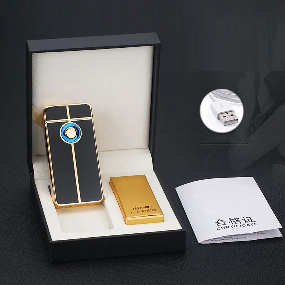 Перезаряжаемая USB зажигалка сенсорная двойная 2018 Электронная для сигарет