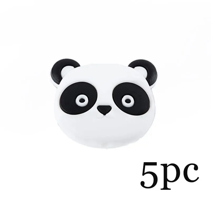 5pc Panda White Силиконовый Прорезыватель животных Детский Прорезыватель грызунов BPA Бесплатно Детские Прорезыватели для зубов DIY пустышка цепь силиконовые бусины для младенцев Товары для малышей игрушки - Цвет: 5pc Panda White