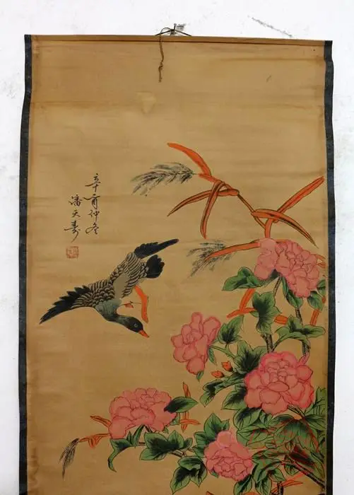 Редкая старая китайская живопись QingDyansty дикая гусь изысканный дизайн ручная
