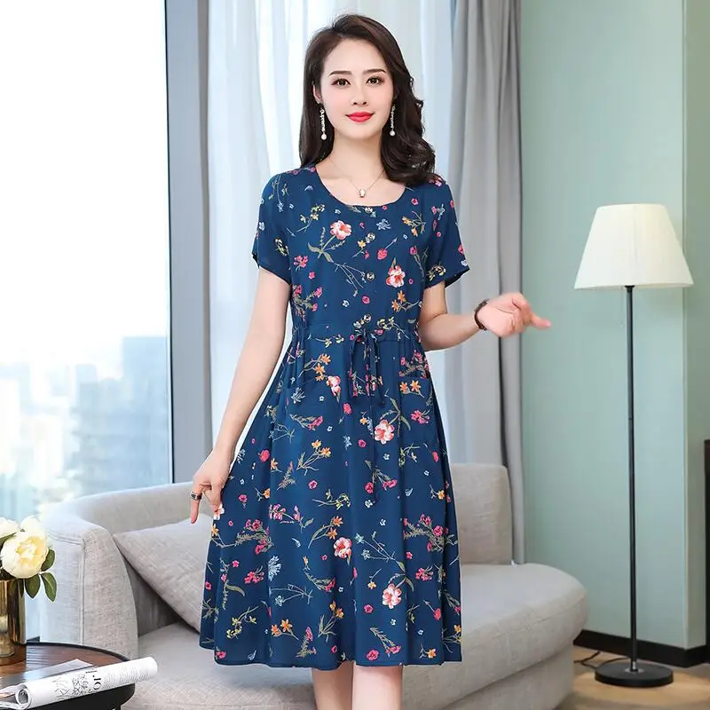 

new Summer style Dress 2018 Plus Size Short Sleeve XL-5XL Women Dress Casual Cotton sundress Printing O-Neck Vestidos de Festa