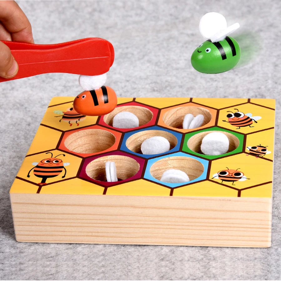 Деревянные игрушки Hive Montessori детские пчелы зажим для сбора памяти обучение