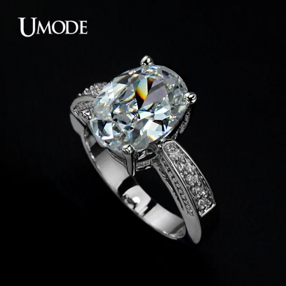 UMODE 4 зубца настройки 13*10 мм 5 карат овальной резки Большой AAA + фото для женщин