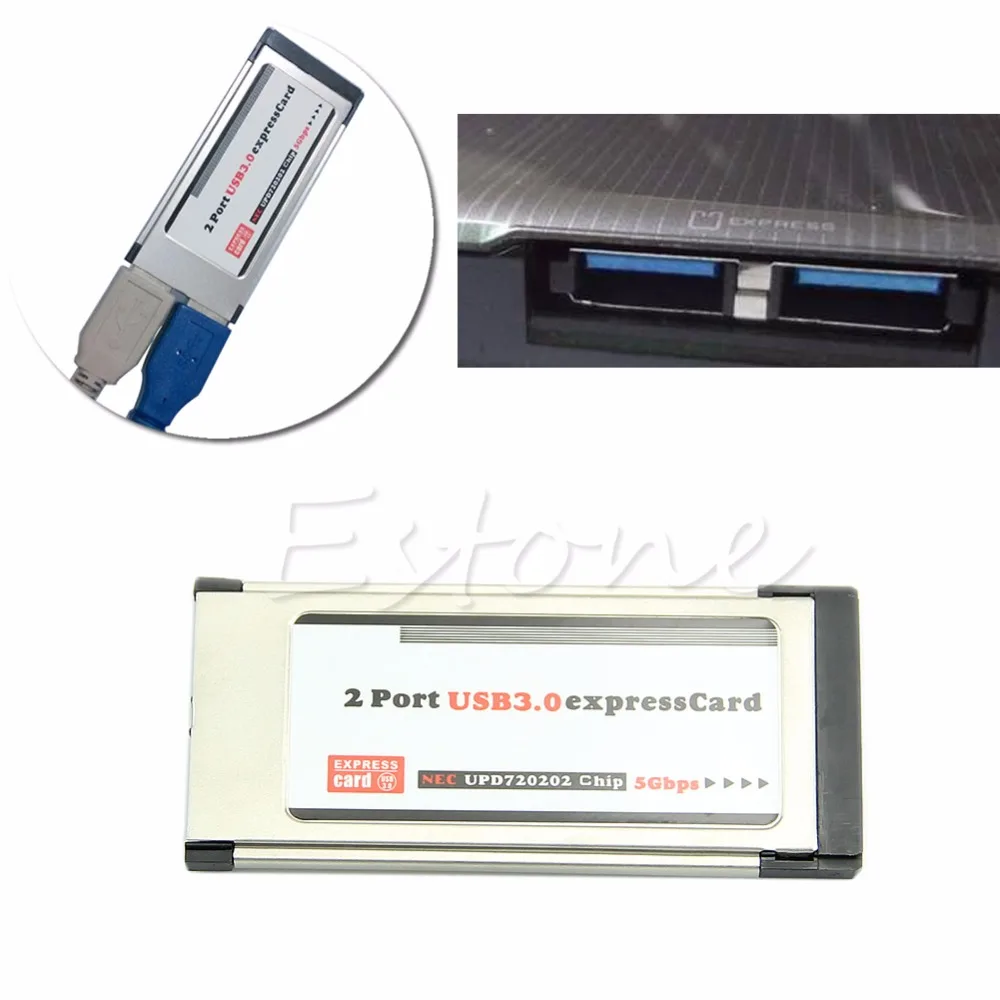 

2 Port USB 3.0 Express Card ExpressCard 34mm/54mm Hidden Adapter For Laptop High Speed